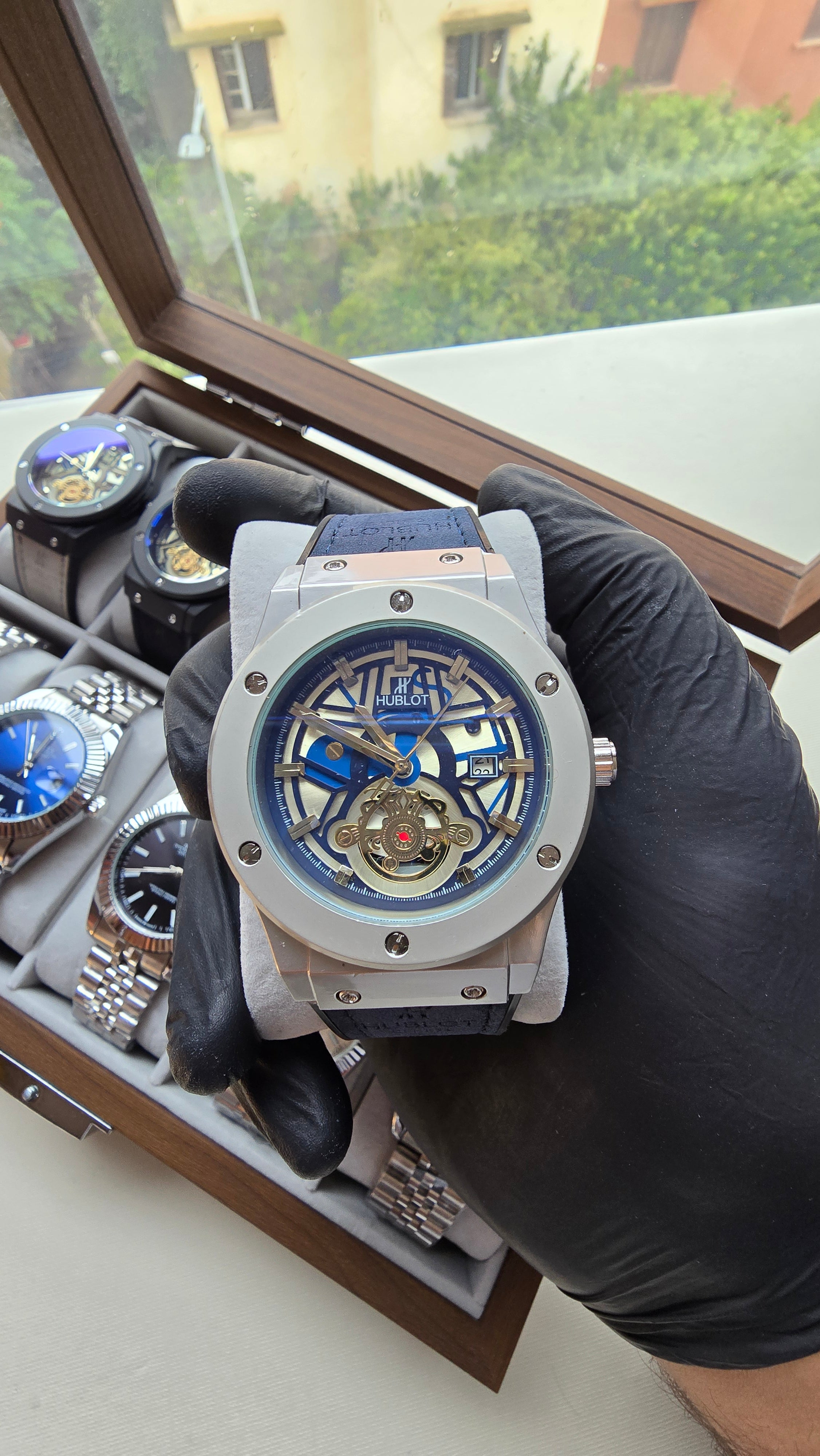 Montre Hublot Skeleton Bleu