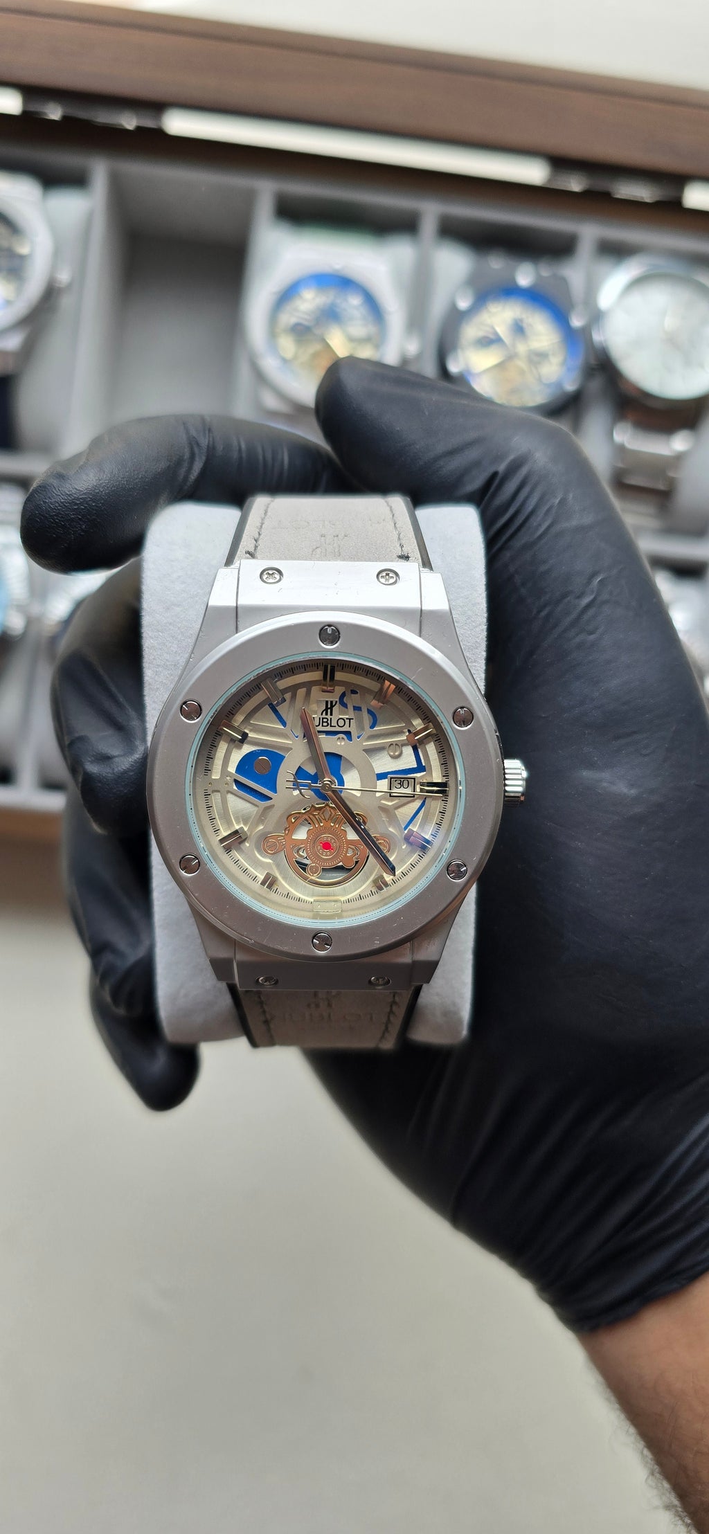 Montre HB Skeleton Blanc-Gris